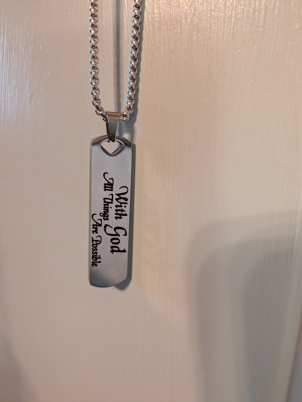 24 "Chain"With God all The Things Are Possible" Encouragement Pendant Necklace